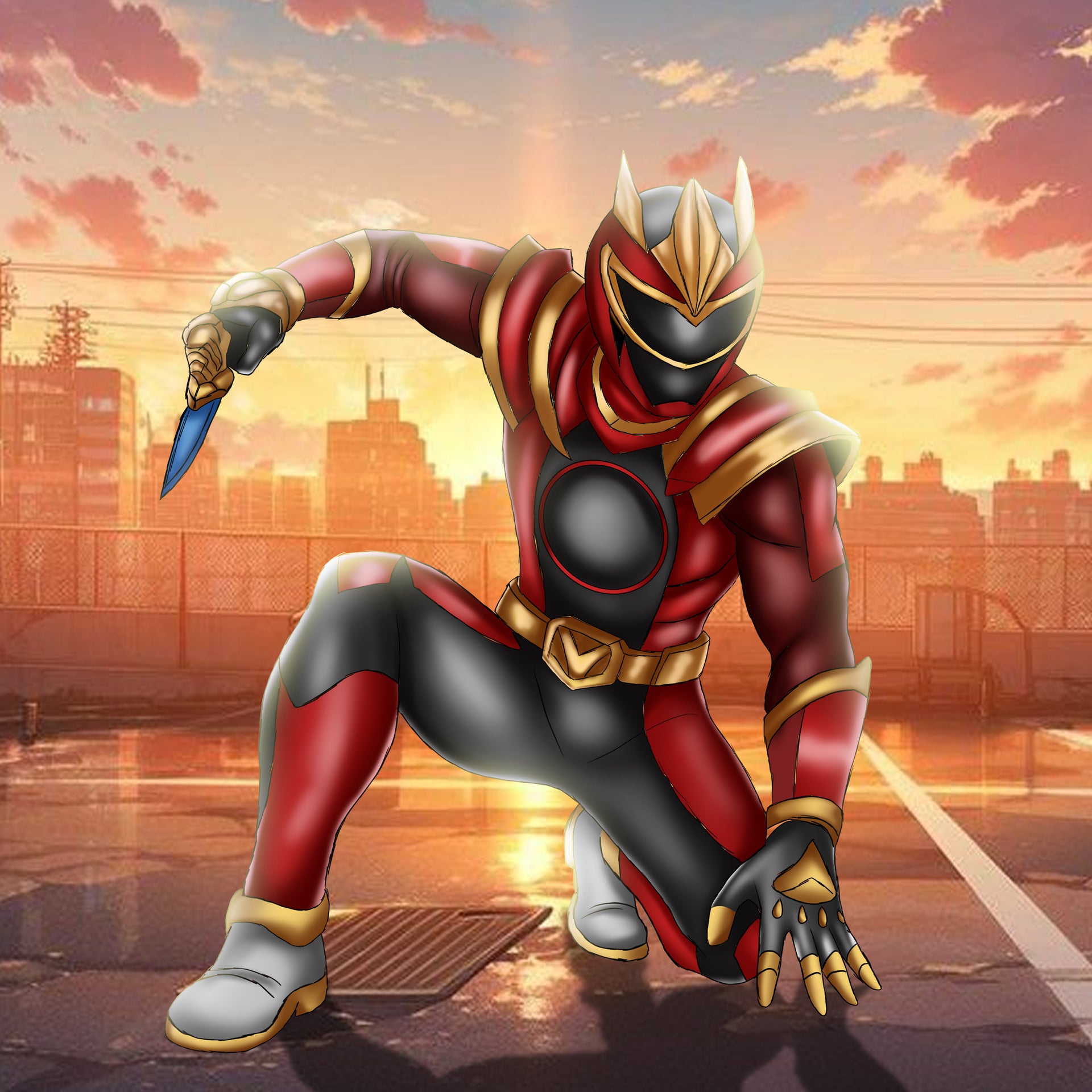 Gozyu Wolf - Heroic Battle Stance | Sentai Fan Art Illustration - Full Body