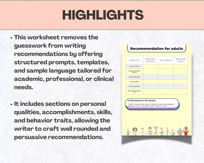Recommendation For Adults, 51+ Pages, 10+ Topics, Hyperlinked, (Digital Download) PDF