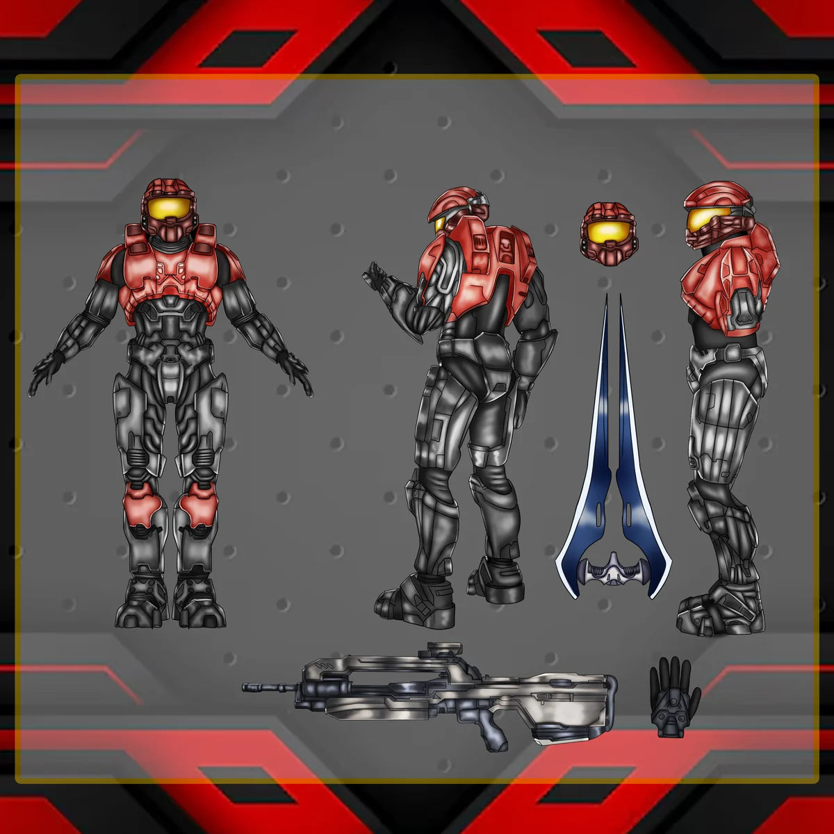 Sci Fi Soldier Character Reference Sheet – Futuristic Armor & Weapon D ...