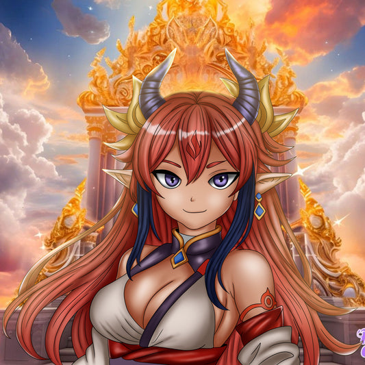 Digital Illustration – Vocaloid Demon Empress (Headshot with Background)