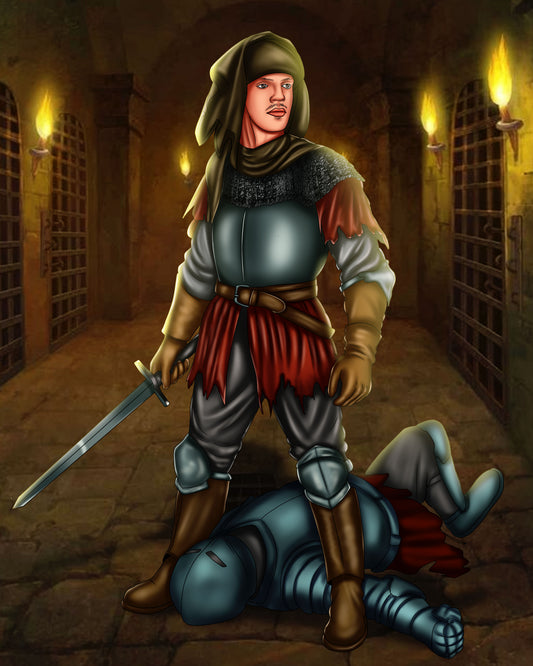 Dungeon Survivor | Full Body Fantasy Character Illustration + Background