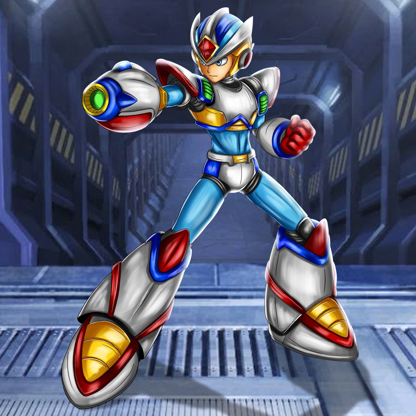Mega Man X | Futuristic Sci-Fi Mecha Hero Digital Illustration