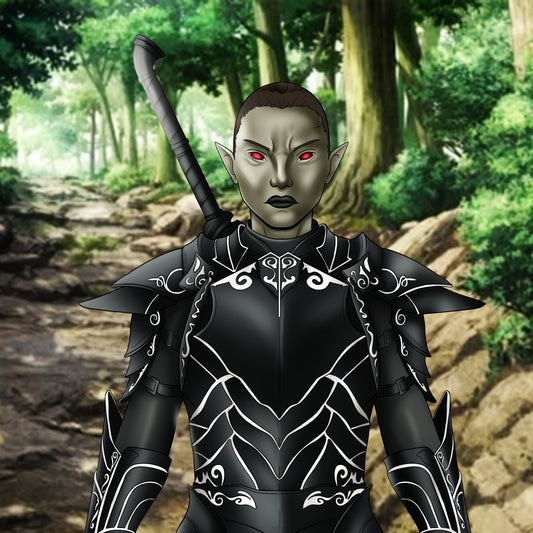 Dark Elf Sentinel | Half-Body Fantasy Character Illustration